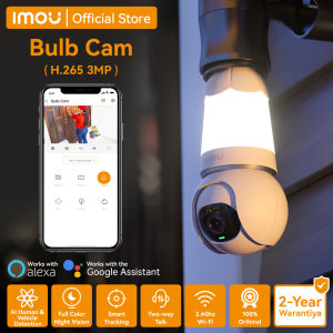 Imou Bulb Cam QHD Bulb Camera Wireless Security CCTV Connect to Cellphone WiiFi Two-way Audio Easy Install Smart Home