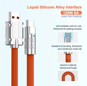 Kabel Data Fast Charging 120W 6A Micro-USB Type-C Super Fast Charging Cable