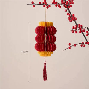 YESPERY Red Honeycomb Ball Lantern 3D Chinese New Year Decorative Pendant Goldfish Lantern Hanging Ornament Festive Decor