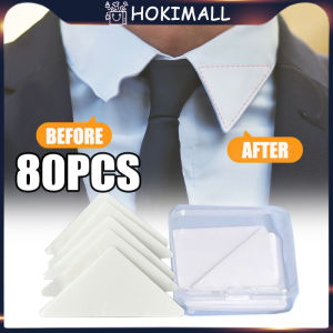 80PCS Collar Sticker Polo T-Shirt Stand Collar Shaper Fixed Pads Anti-roll Adhesive Clear Triangle Tape Shirts Collar Tidy Stickers