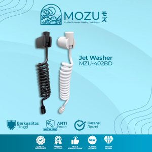 MOZU – Selang Jet Shower Spray Washer Bidet MZU-402BD Spiral Fleksibel Hitam Putih Mirip TOTO Awet