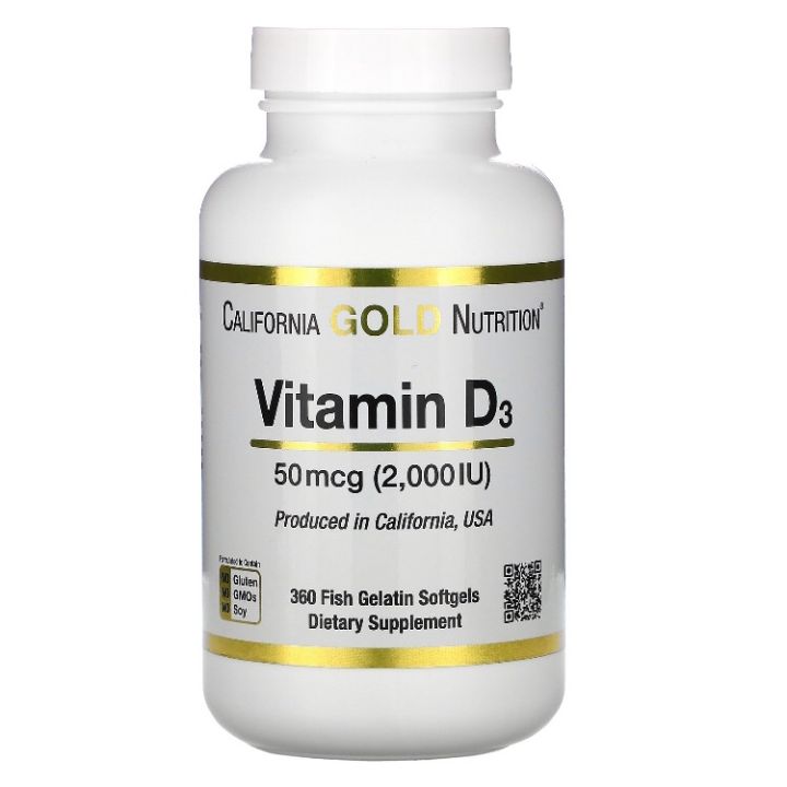 Sale California Gold Nutrition Vitamin D3 50 mcg (2000 IU) 360 Fish