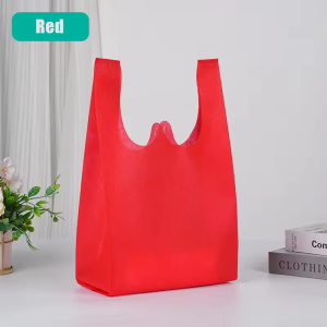Local factory 50PCS SANDO ECO BAG Solid Color Non-Woven Reusable Shopping Tote Bags Grocery Take out Vest Bags
