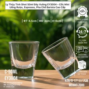 Set 12 Ly Shot Glass 50ml Dáng Vuông – Cốc Mini Pha Chế Cafe Barista Cao Cấp