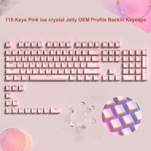 Wopier 118 Key Màu Hồng Thạch đầu tròn In Keycaps tinh thể Băng Mờ dạng OEM profile Key Cap Cho Cherry MX 61 68 104 Bàn phím cơ
