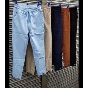 [atarah]Womens Pants Korean Style Ladies Garter Plain Cotton Knit Capri Candy Pants