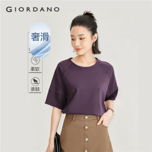 GIORDANO Women T-Shirts 100% Cotton Short Sleeve Summer Tee Crewneck Solid Color Simple Fashion Casual Loose Tshirts 05324425
