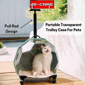 Pet Trolley Bag Portable Luggage Transparent Large Dog Suitcase Trolley Case