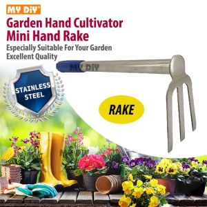 14" STAINLESS STEEL MINl HOE 2 WAY MINI CANGKUL / GARDEN MINI HOE / MINI RAKE GARDEN TOOLS