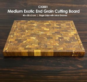 Teak Medium End Grain Exotic Cutting Board with juice grooves CX3001