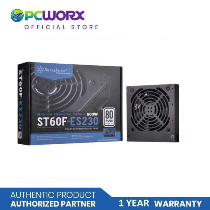 SilverStone SST-ST60F-ES230 Strider Essential 600W 80+ APFC Non-Modular PSU | Power Supply Unit | PSU | Power Supply