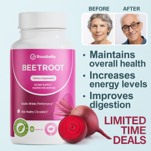 Beet Root Powder Capsules Supports Detoxification High Potency Herbal Extract Supplement Nitric Oxide Booster Beetroot Capsules Supports Cardiovascular Circulation Support 60 Capsules甜菜根胶囊