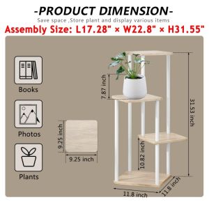 4/5/6-Tier Corner Plant Stand Multi-Tier Flower Pot Holder With Durable MDF Shelves & Metal Frame Space Saving Plant Rack For Indoor Outdoor Living Room Balcony & Garden