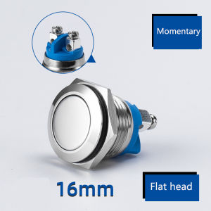 OKDA 16 mm 19 mm Electronic Chromium Needle Foot LED Light Metal Waterproof Button Instantaneous Speaker Switch Starts