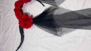 Punk Linh Dương sừng hairhoop với Mạng Che Mặt cho tiệc cosplay trang phục halloween hairband Đảng ngày của cái chết Băng Đô Hoa