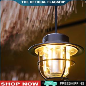 【New Arrival】 LED Camping Lamp Vintage 200LM Hanging Lantern Stepless Dimming Type-C USB Rechargeable for Hiking Fishing Emergency