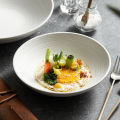 Chef's Selection Porcelain Dinnerware Wide Rim Soup Bowls Bright White Embossed Line Pasta Bowl. 