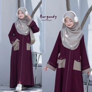 Gamis Anak Perempuan Tanggung Halimah Abaya Premium Spesial Remaja Aesthetic Bahan Crinkle Airflow Variasi Saku Depan Tanpa Hijab Baju Muslim Anak Kekinian