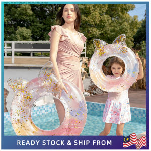 Glitter Bow Swim Ring Anti-Rollover Inflatable Seat Float for Kids Pool Beach SKU:YYW71