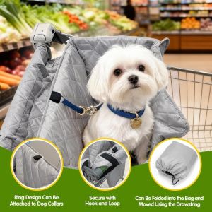 CHARRISSA Folding Shopping Cart Dog Seat Cover Portable Waterproof Pet Stroller Cushion Cover Comfortable Large Space Cart Anti Dirty Dog Pad Travel