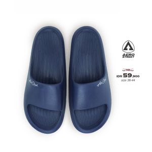 Aerostreet 39-44 Ceilo Navy - Sandal Sendal Selop Slip On Casual Pria Wanita Aero Street AAAAA