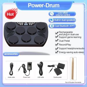 Electronic Drum Set Multifunction Portable 7 Velocity-Sensitive Pads Tabletop Drum Built-in 2Speaker