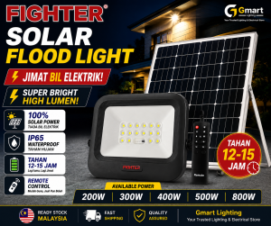 FIGHTER Solar Flood Light 200W-800W IP65 Waterproof High Brightness 12-15 Hours Remote Control