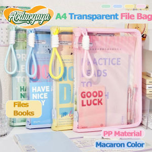 Aoduoyaya L-shaped Student Book Storage Bag Transparent Waterproof A4 File Organizer Handheld Zipper File Bag