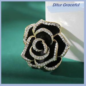 Ditur 1Pc Rhinestone Camellia Flower Brooches for Women Pin Fashion Jewelry