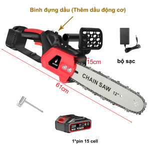 BH 2 năm - Máy cưa điện cầm tay cao cấp 12 inchMáy cưa xích dùng pin 21VMáy cưa gỗ cầm tay bình đựng dầu - Tỉa cành chẻ củi đốn gỗ v.v.