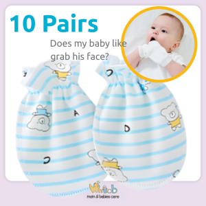 Hntob 0-3M 10 Pairs (Repeat Design) Anti-Scratch Face Baby Gloves Mittens Soft Cotton Newborn Infant Glove Newborn