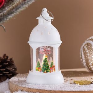 ORIGE HOUSE Christmas Tree Christmas Wind Lamp Santa Candlestick Christmas Castle Lantern Classical Glowing Santa Hanging Lamp Home Decoration