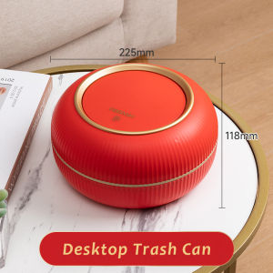 JustLiving 1PC Household Trash Can Round Plastic Trash Can Office Paper Basket Trash Can with Lid Cover Light Luxury Living Room Bathroom Round New Chinese Style Creative Lantern Bedroom Paper Basket