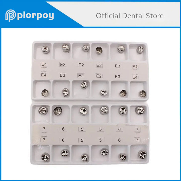 PIORPOY 12 Pcs Dental Molar Metal Crowns Temporary Crown Veneers Material Stainless Steel