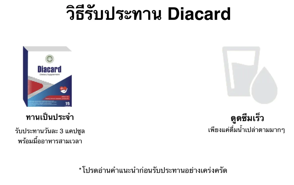 เดียคาร์ด (Diacard)  กระตุ้นการไหลเวียนโลหิตและเพิ่มความยืดหยุ่นให้กับหลอดเลือด ☘️ 1 กล่อง