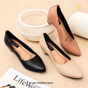 Amazeus WINTER Sepatu Kerja Wanita Pantopel Heels 3 Cm