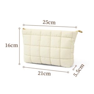 DOOUR Large Capacity Quilted Makeup Bag Storage Nylon Travel Organizer Fashion Zipper Cosmetic Pouch Toiletry Organization