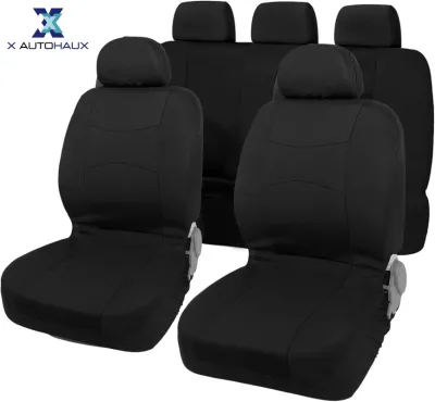 X AUTOHAUX Universal Fit Full Set Car Seat Cover Kit Flat Cloth Fabric Seat Protector Pad for Most Car Truck SUV
