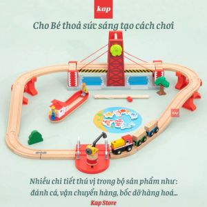 [HCM]Bộ đường ray xe lửa gỗ chủ đề cảng biển cầu cảng