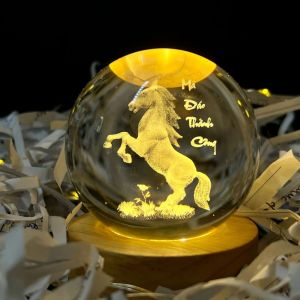 Đèn Ngủ Pha Lê 3D Phát Sáng Quả Cầu Phong Thủy May Mắn Hanh Thông Đèn USB Thích Hợp Decor Trang Trí Quà Tặng Ý Nghĩa