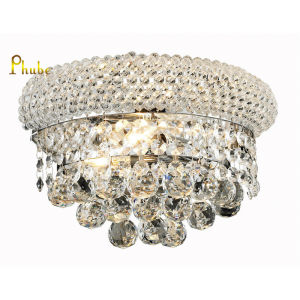 Phube Lighting Empire Gold Crystal Wall lamp Modern Crystal Wall Lamp Chrome Wall Sconce Bedside Living Room Wall Light Lamp