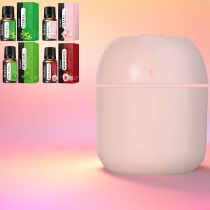(แถมฟรีน้ำหอม 4 ขวด)เครื่องพ่นอโรมาที่ทำละอองเครื่องทำความชื้น USB แบบพกพาเครื่องใช้ในบ้านขนาด220มล. เครื่องทำความชื้นไฟฟ้าตั้งโต๊ะบ้านน้ำหอม