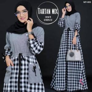 Gamis Wanita Tartan Mix/Gamis Kotak Kotak Tartan/gamis kotak wanita terbaru kekinian size (MLXL)