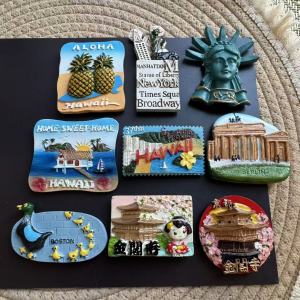 1pc Resin Refrigerator Magnet World Scenic LandmarksStatue of LibertyBerlinBostonHawaiiJapan Home Decor