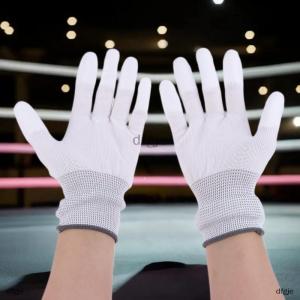 [COD] dfgje 12 cặp xe vinyl bọc găng tay Polyester PU tráng ngón tay găng tay chống tĩnh điện không bụi Cửa Sổ Màu làm việc găng tay