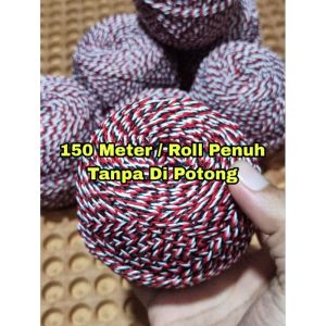TALI GELANG TRIDATU BALI 150 METER TALI 3 WARNA BENANG LILIT 1 ROLL FULL ROLL BESAR BENANG 2MM