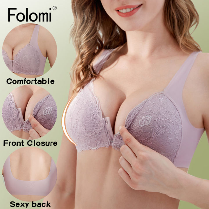 Women's Wireless Front Closure Bra With Seamless Push-Up And