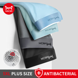 MiiOW 4Pcs Lot Men Boxer Shorts Graphene Antibacterial Ice Silk Underwear Man Boxershorts Seamless Breathable Male Panties L-5XL2026