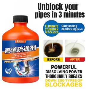 Pipe Dredging Agent High-Speed Clog Remover for Sink Drain Toilet Powerful Drain Cleaner Dissolves Blockages Unclogs Pipes Fast