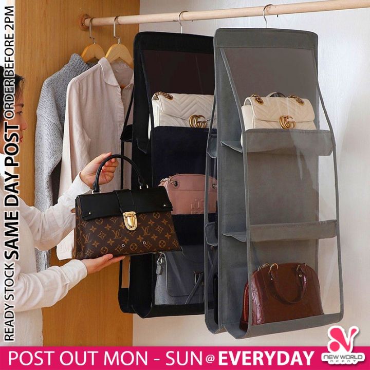 𝗘𝗟𝗘𝗖𝗧𝗥𝗢𝗣𝗟𝗔𝗧𝗘 》6 Pockets Bag Shoe Handbag Storage Wardrobe Cupboard ...